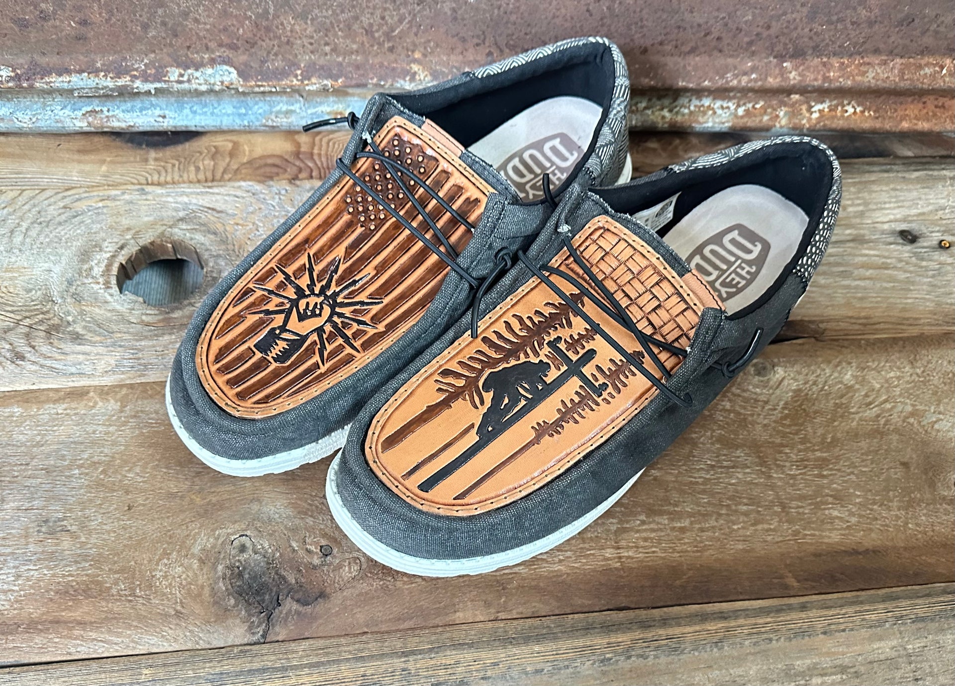 Tooled Leather Hey Dude Shoes Nike Men's Custom Shoes MENS